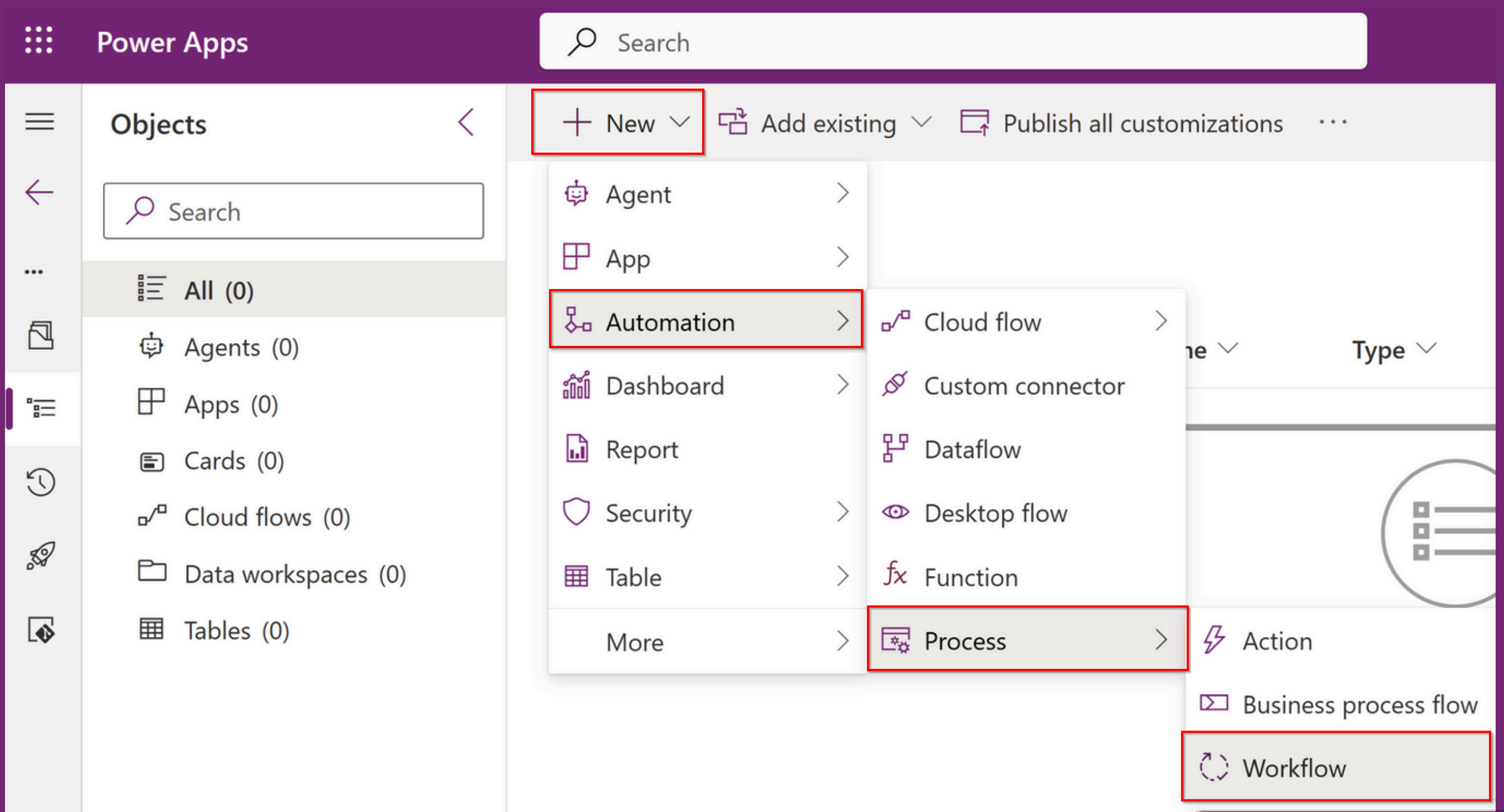 Creating a workflow in a solution in the Power Platform maker portal