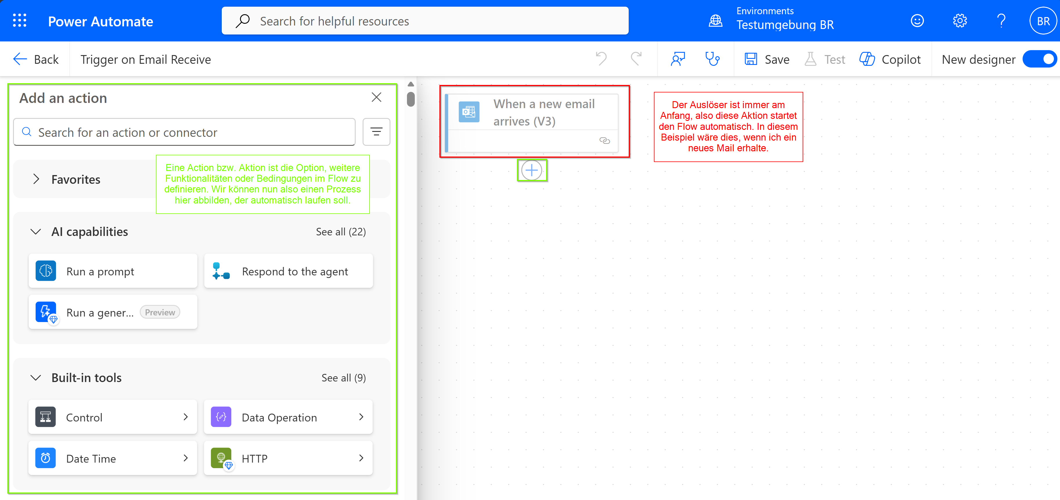 Flow Designer with trigger and actions - visual workflow design